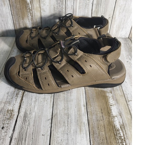 Magellan Outdoors Mens Fisherman Sandals Closed Toe Water Shoes Beige Black 9D - Picture 7 of 7